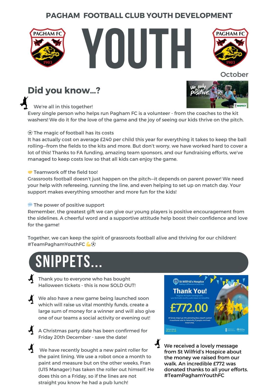 October Pagham Football Club Youth Development Newsletter